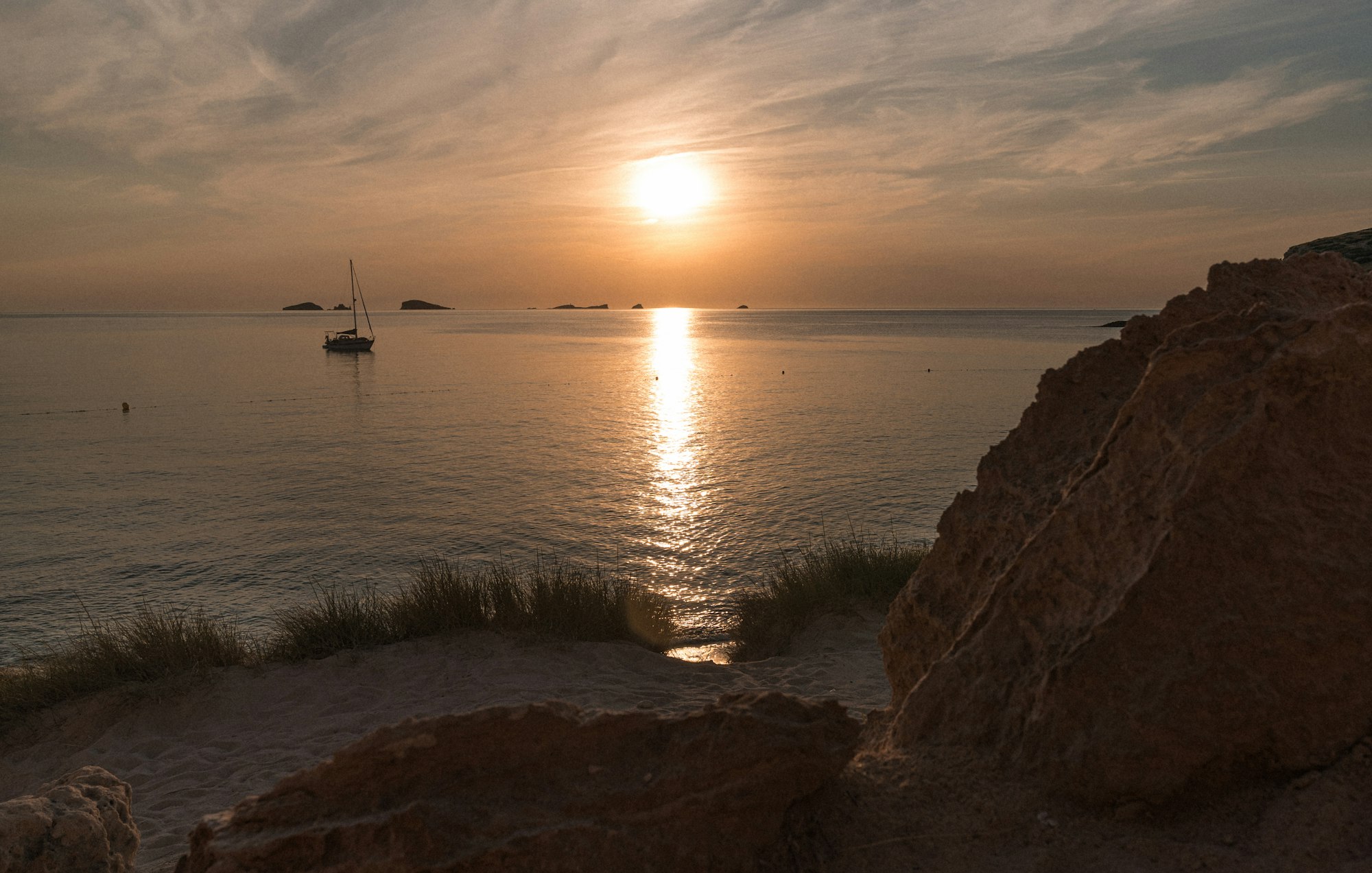 Cinematic Ibiza sunset over the Mediterranean